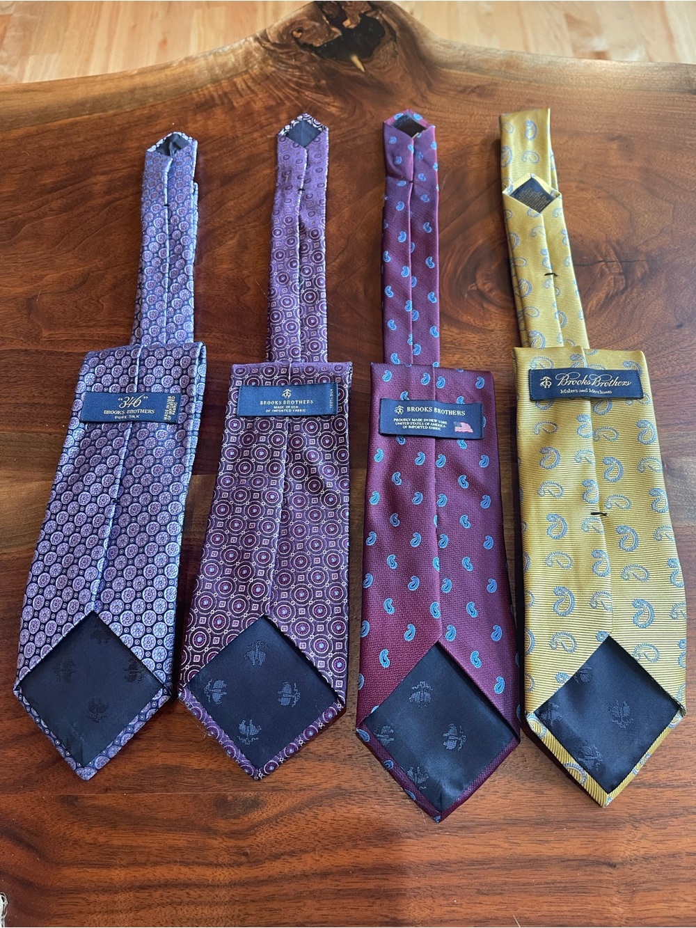 Brooks Brothers Men’s Silk Ties — Purple, Burgundy, Gold Set